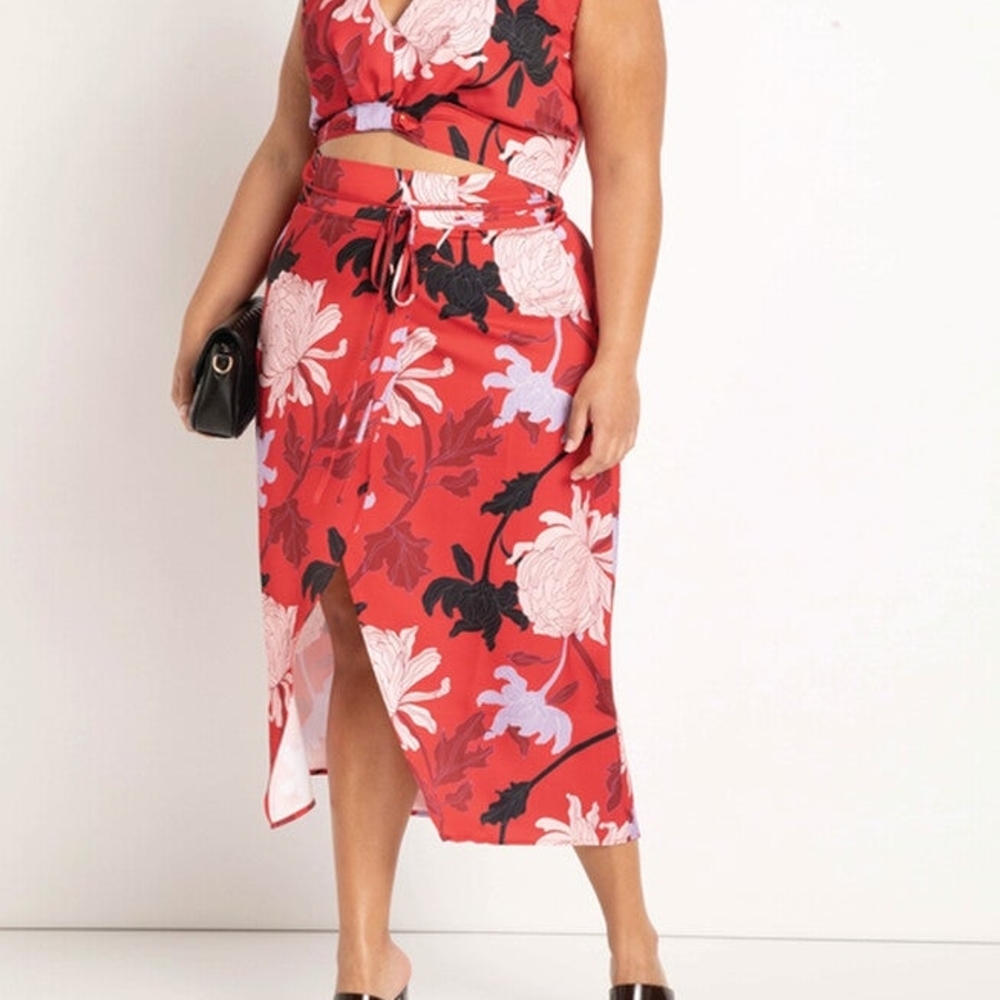 Eloquii Ciara Knot Top with matching Skirt